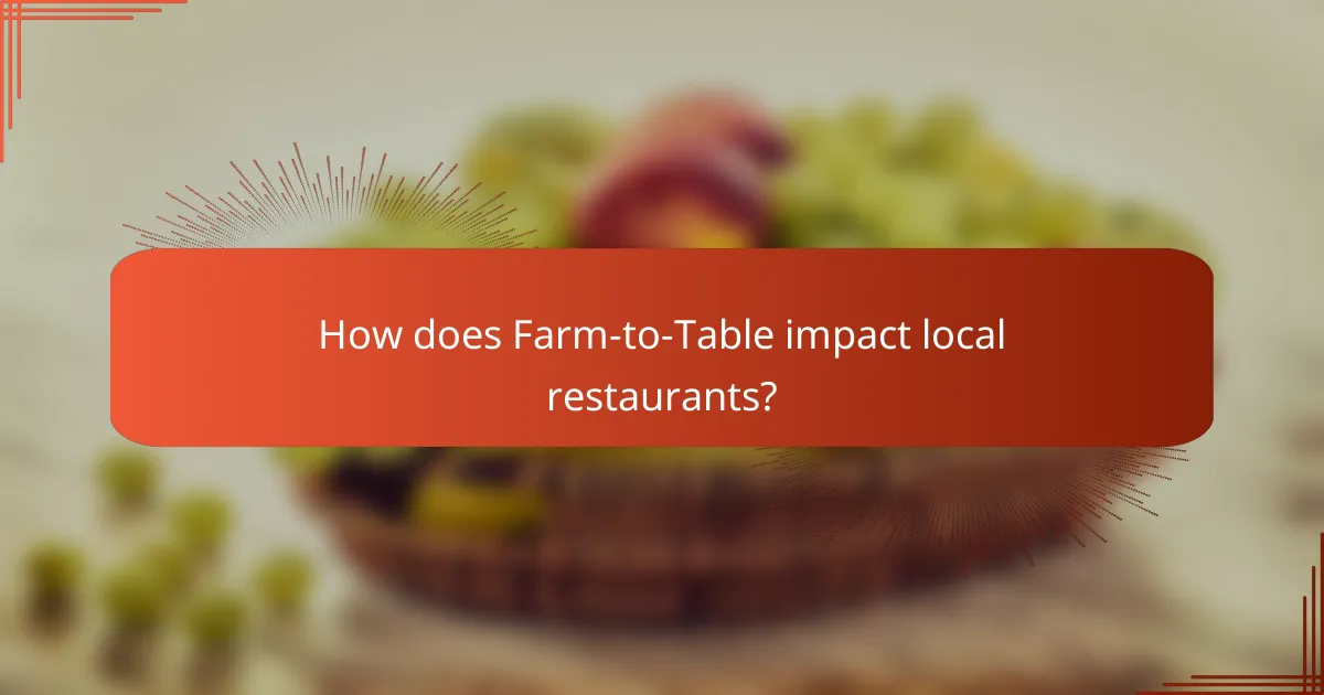 How does Farm-to-Table impact local restaurants?
