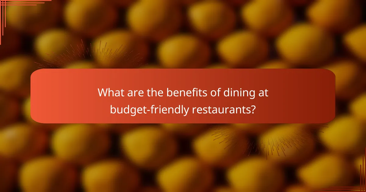 What are the benefits of dining at budget-friendly restaurants?