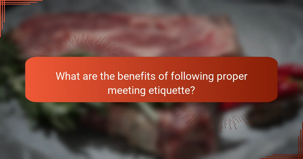 What are the benefits of following proper meeting etiquette?